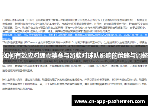如何有效应对魏震禁赛与罚款对球队影响的策略与调整